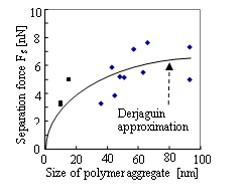 高分子集合体のサイズとマニピュレーション荷重との関係