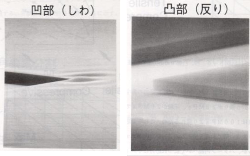 レジストパターンの凹、凸部に生じる歪み