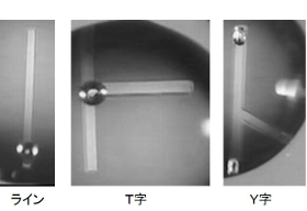 ライン、Y字、T字パターンでの気泡の移動と捕獲